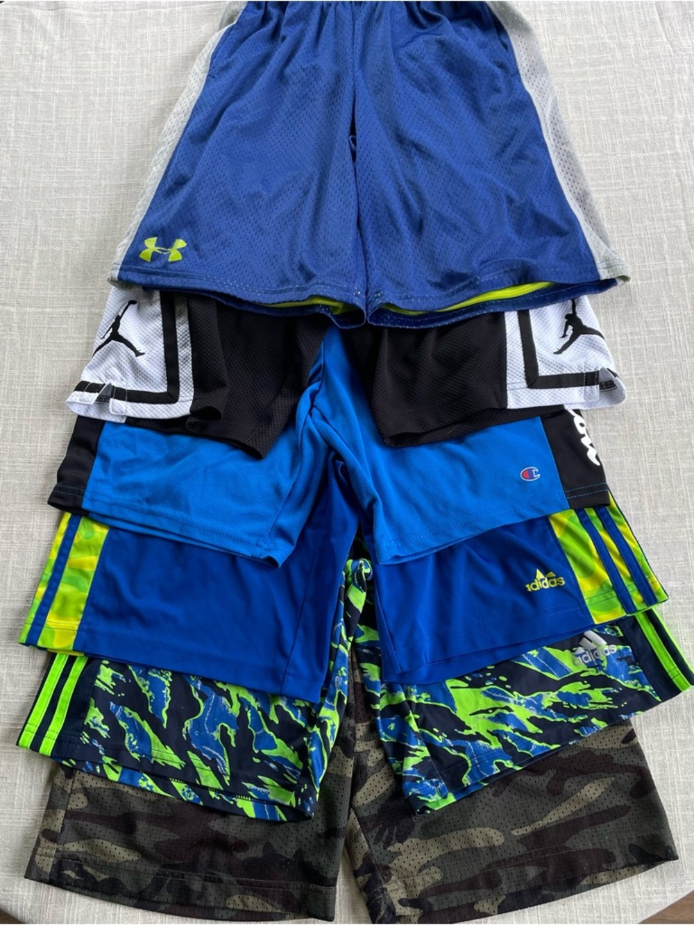 Lot Of 6 Youth Boys Large Basketball Shorts Under Armour Adidas Champion Jordan